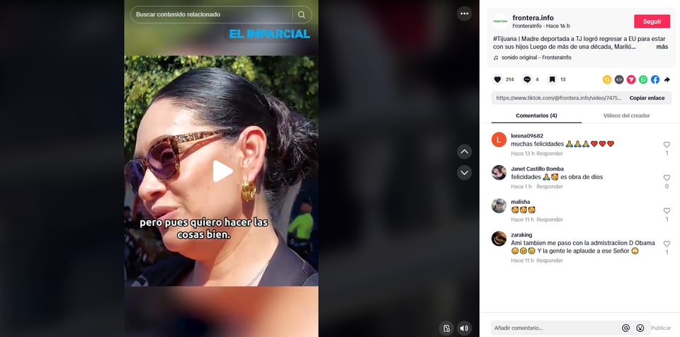 Marilú Montalvo, mother, returns, deported