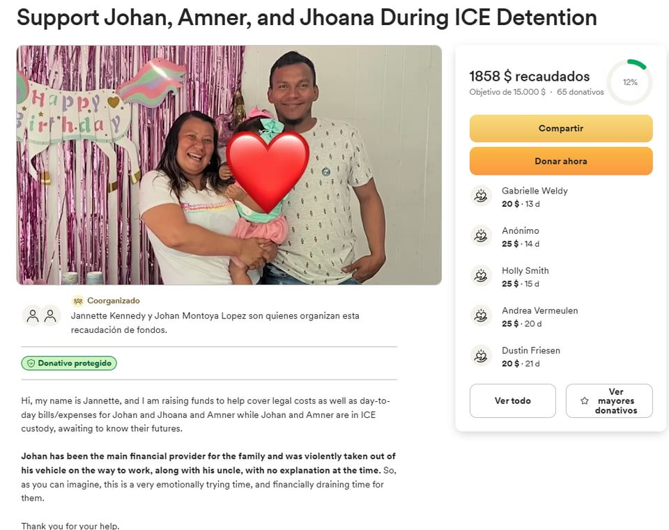 johan, deportacion, recolecta, ayuda, ice