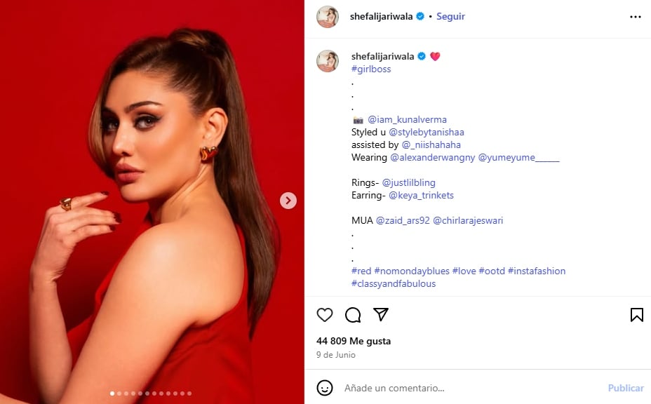 Muere la actriz Shefali Jariwala a los 42 años