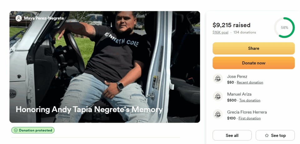 andy, tapia, familia, asesinado, ayuda 