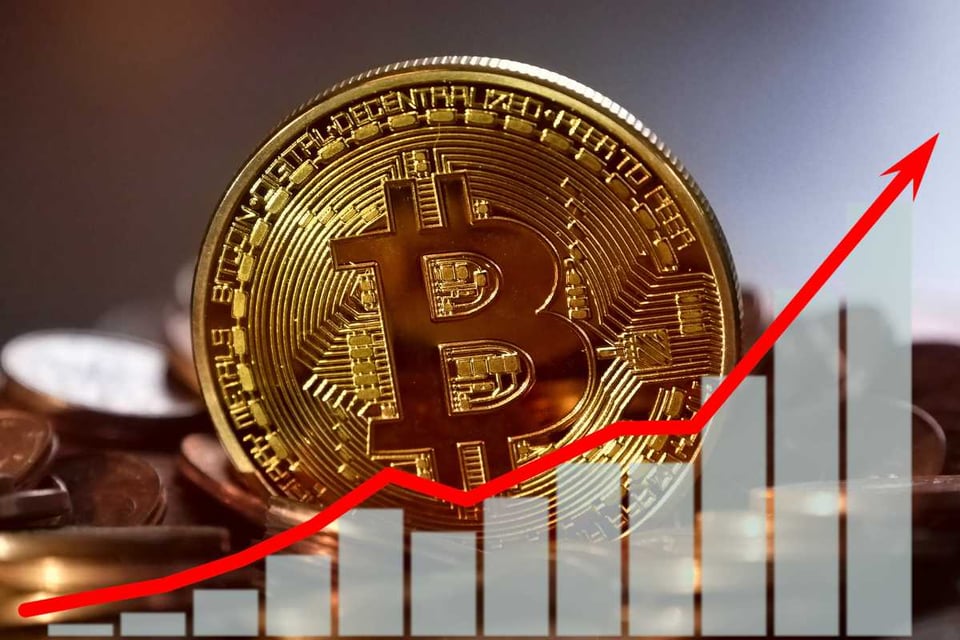 grafico ascendente con moneda dorada al fondo