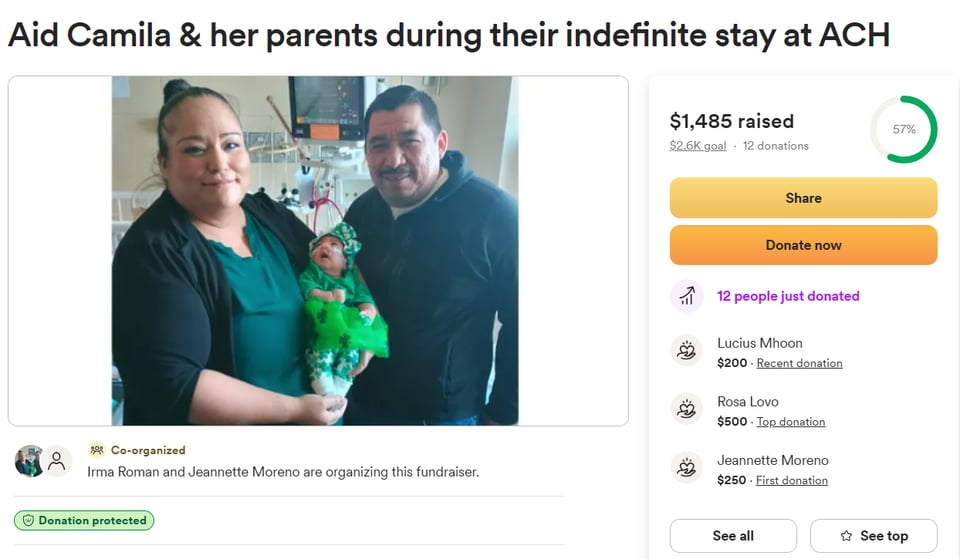 camila, sarahi, bebe, prematura, gofundme