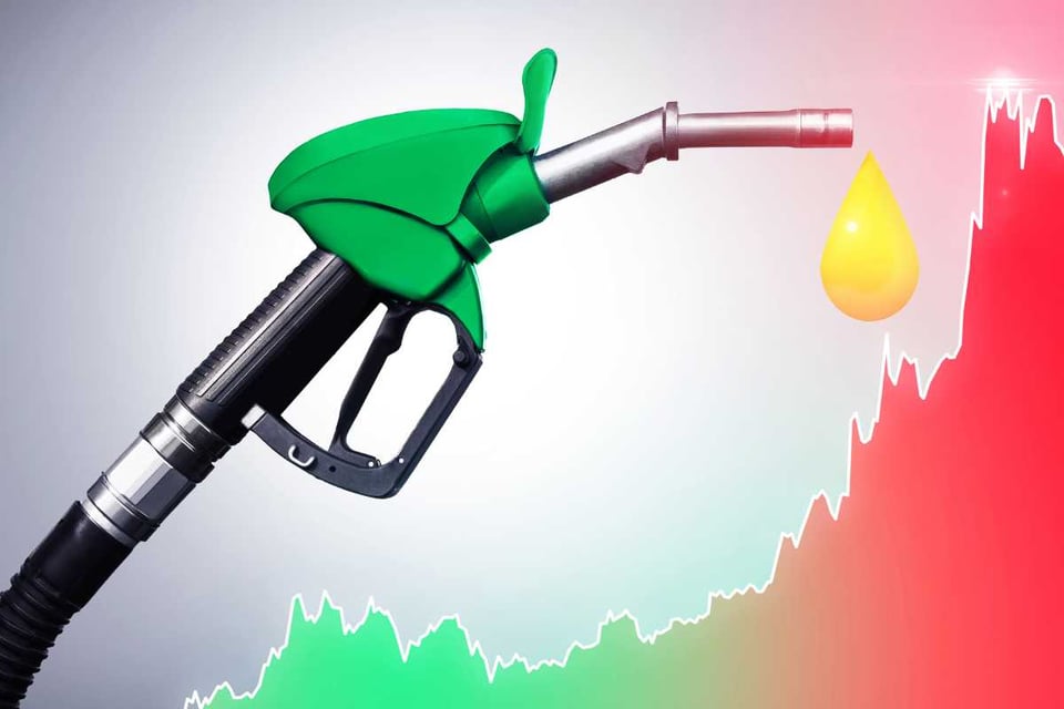 surtidor de gasolina y grafico en colores de precios