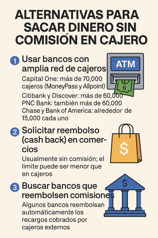 alternativas para evitar tarifas de cajeros automáticos