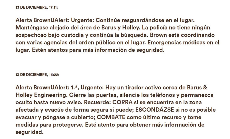 Tiroteo en Universidad de Brown: lo ocurrido