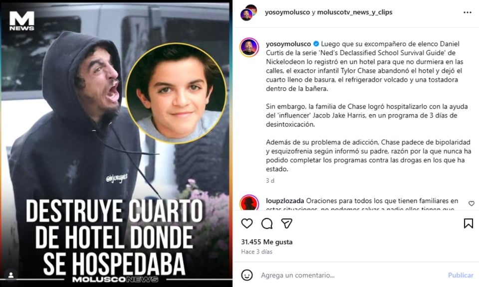 Tylor Chase es hospitalizado