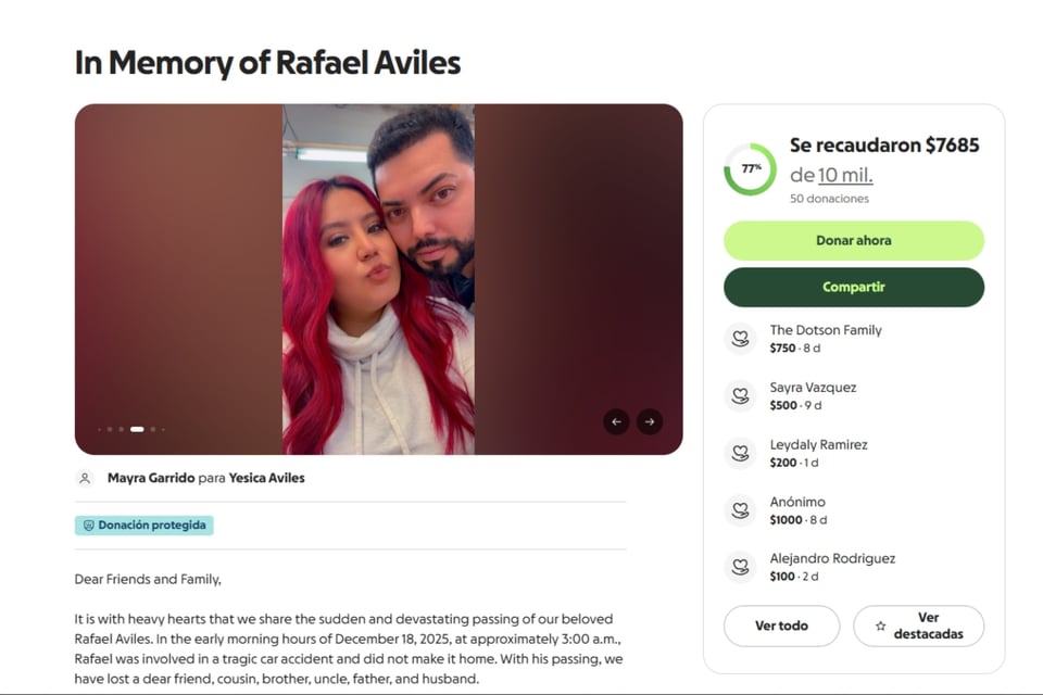 Fallece Rafael Aviles, GoFundMe, apoyo MundoNOW