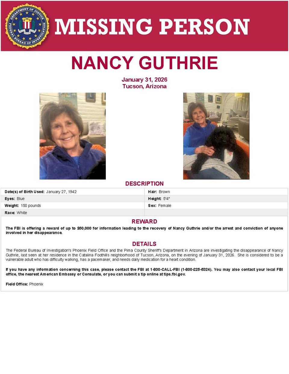 Nuevas pistas en la desaparición de Nancy Guthrie