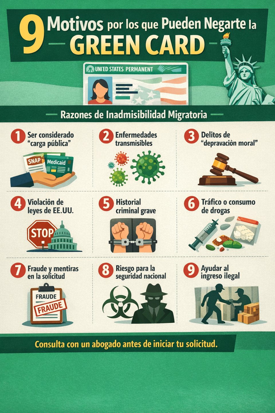 Green Card y los motivos de rechazo que debes conocer