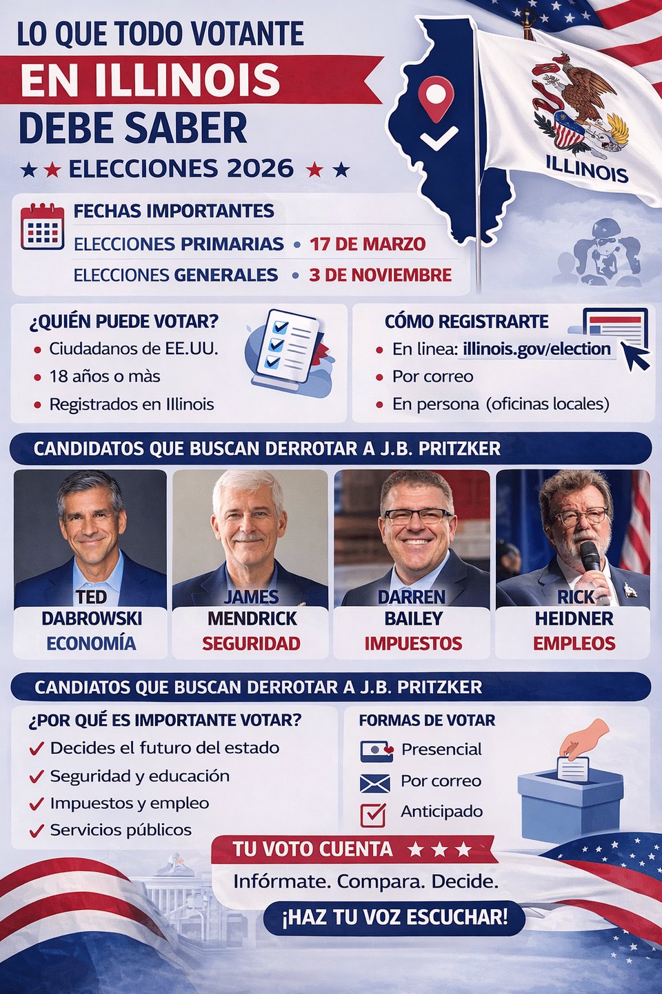 Arrancan las elecciones en Illinois 2026