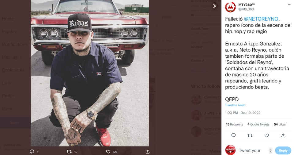 Rapper Neto Reyno dies: "Here only those who forget die"