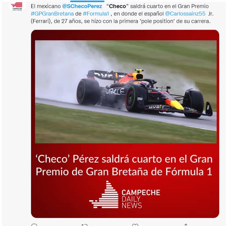 "CHECO" PÉREZ QUEDA EN CUARTO LUGAR 
