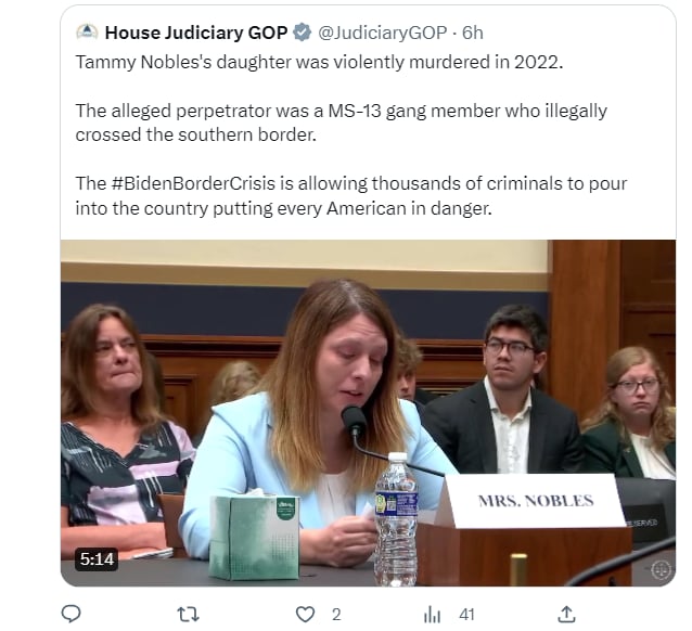 Tammy Nobles mensaje Biden: "Nunca pensé que perdería a mi hija"