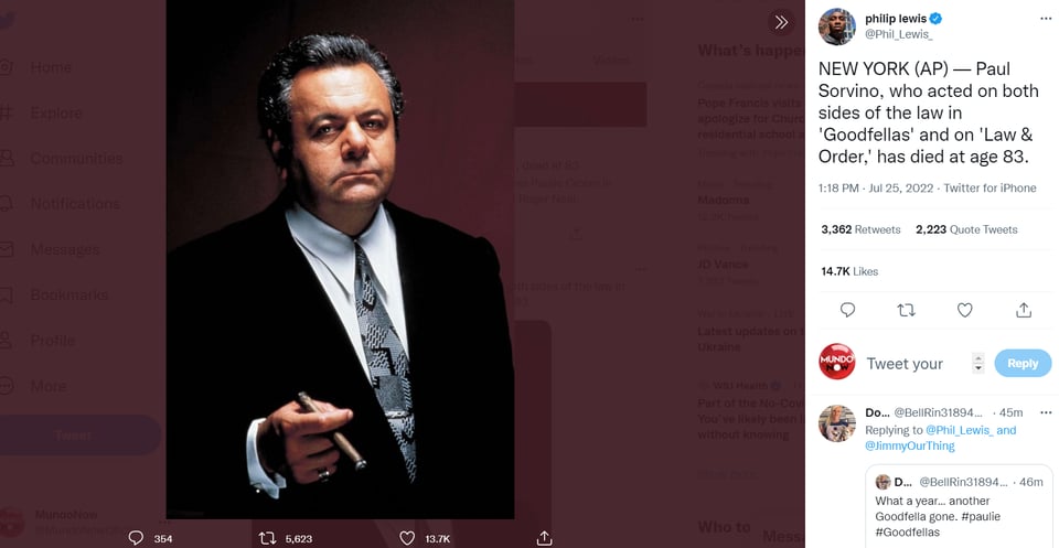 Actor Paul Sorvino dies: What are the productions where he stood out?