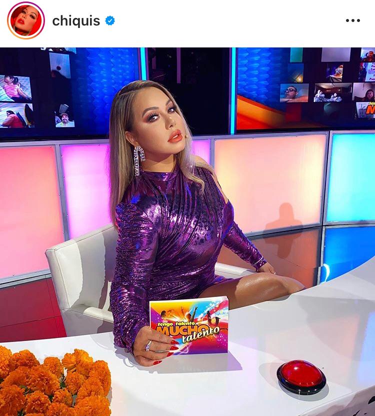 Chiquis Rivera metallic dress