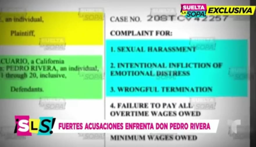 Pedro Rivera demands harassment: The charges against him