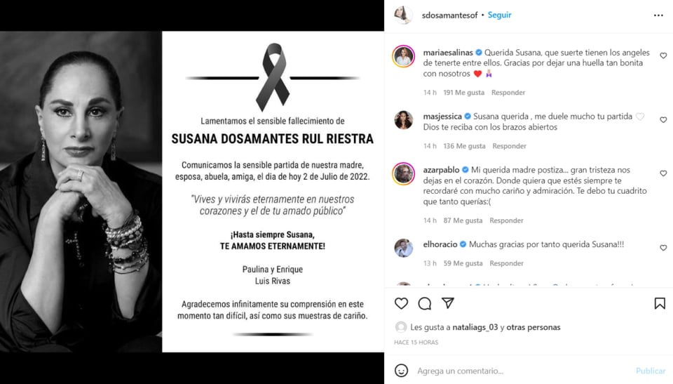 ¿QUÉ PADECIMIENTO TENÍA SUSANA DOSAMANTES?