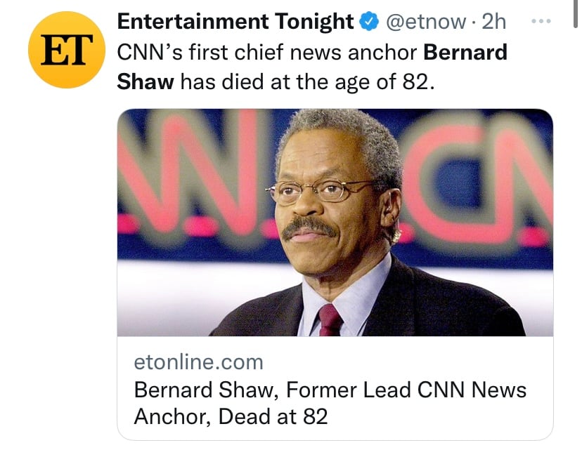 What did Bernard Shaw, iconic TV host, die of?