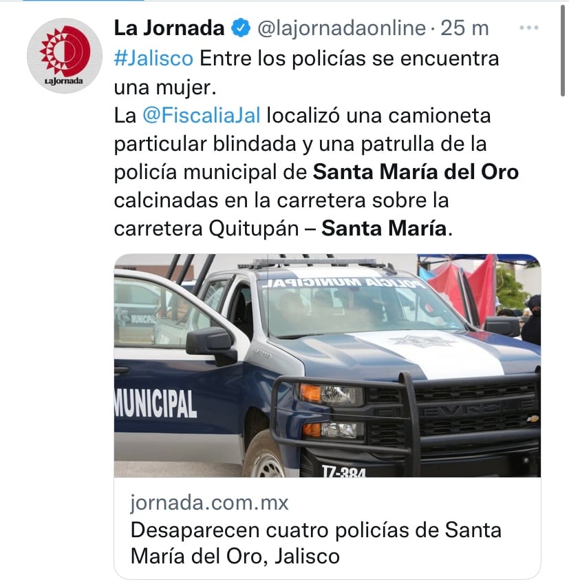 Desaparecen cuatro policías mexicanos