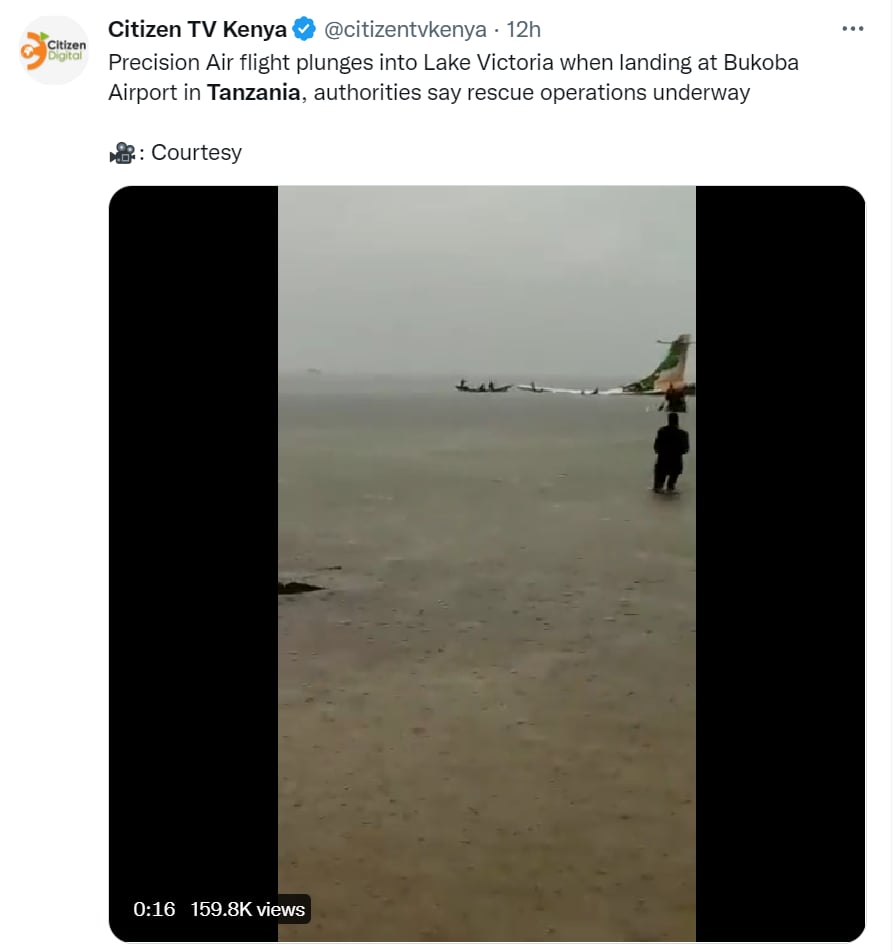 Avión Tanzania muertos