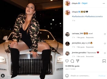 Comments are divided into the photographs of Chiquis Rivera showing off legs in transparent stockings