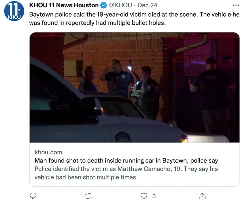 Several shots went through the car of young Matthew Camacho