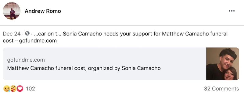 Matthew Camacho, one more victim of firearms
