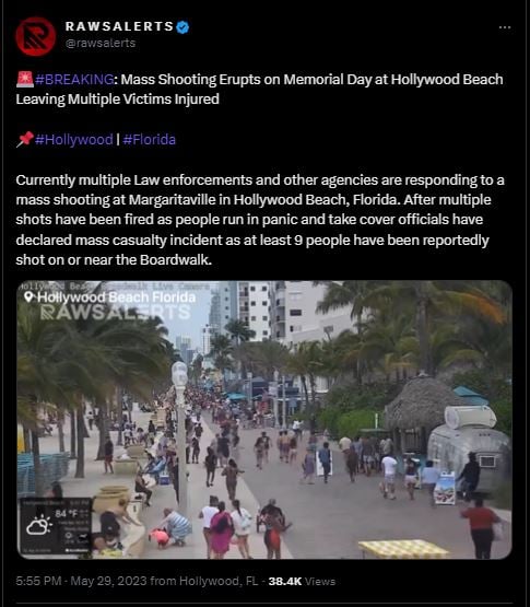 Autoridades responden a tiroteo en Hollywood Beach, Florida
