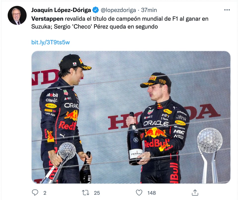 Verstappen gana en Japón y Checo Pérez quiere el 1-2