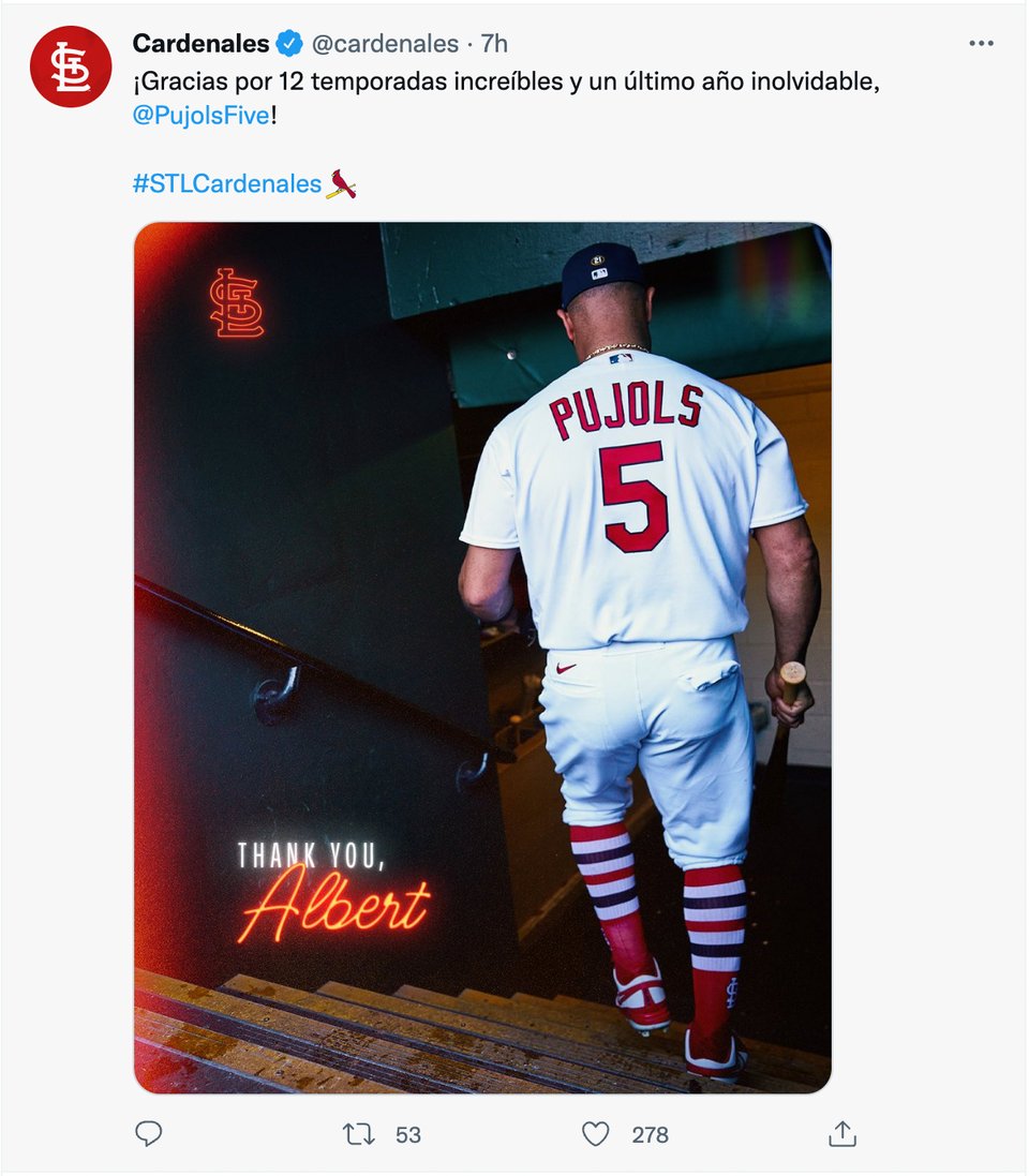 Pujols bateó un par de sencillos y dijo adiós