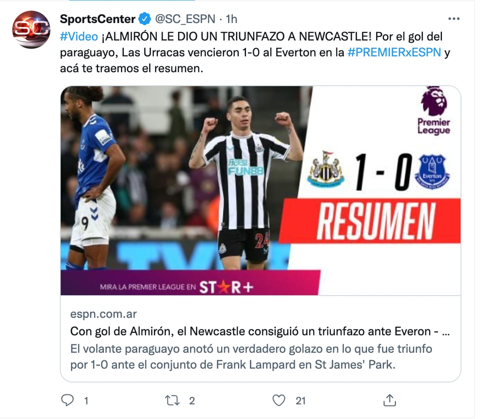 Newcastle ganó al Everton