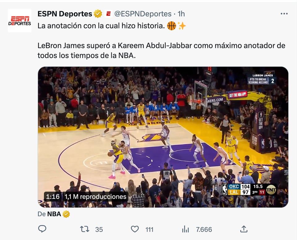 Lebron breaks record, but loses the game