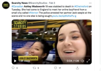 The young woman traveled to see her boyfriend