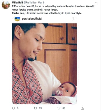 The actor was 33 years old
