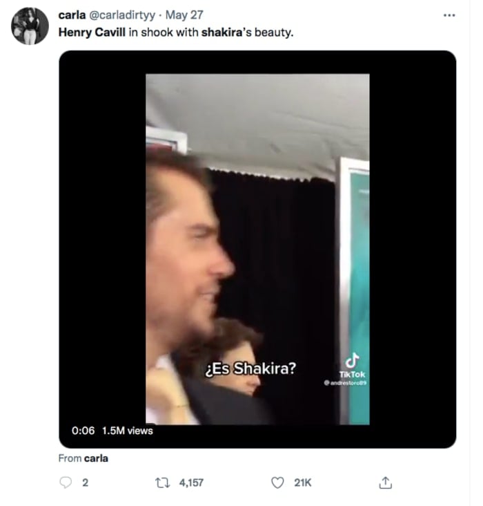 Video of Henry Cavill surprised by Shakira