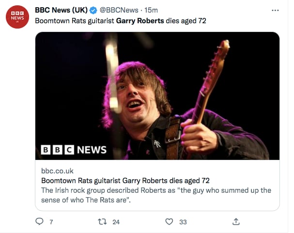 Garry Roberts dies
