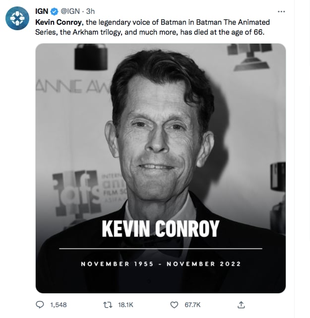 Kevin Conroy pierde contra el cáncer