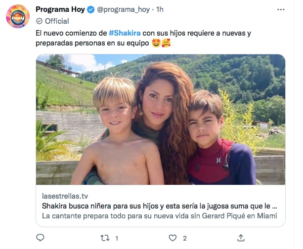 Shakira pide niñera