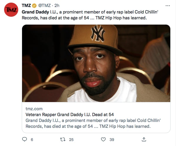 Devastating news for hip hop