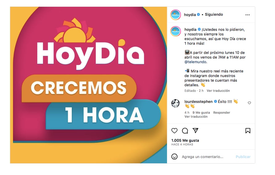 Hoy Día durará una hora más