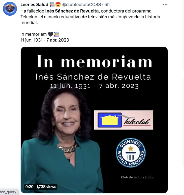 Teleclub pierde a su legendaria conductora 