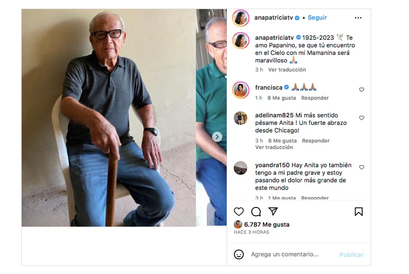Abuelo de Ana Patricia Gámez murió 