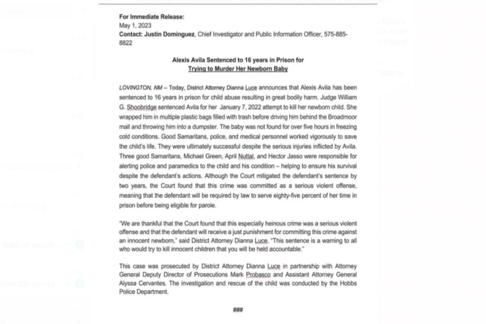 Hispana beneficiada con arresto domiciliario, bebé, Alexis Ávila, delito, crimen 