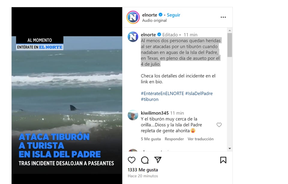 ataque de tiburón, isla del padre, texas, 4 de julio, accidente