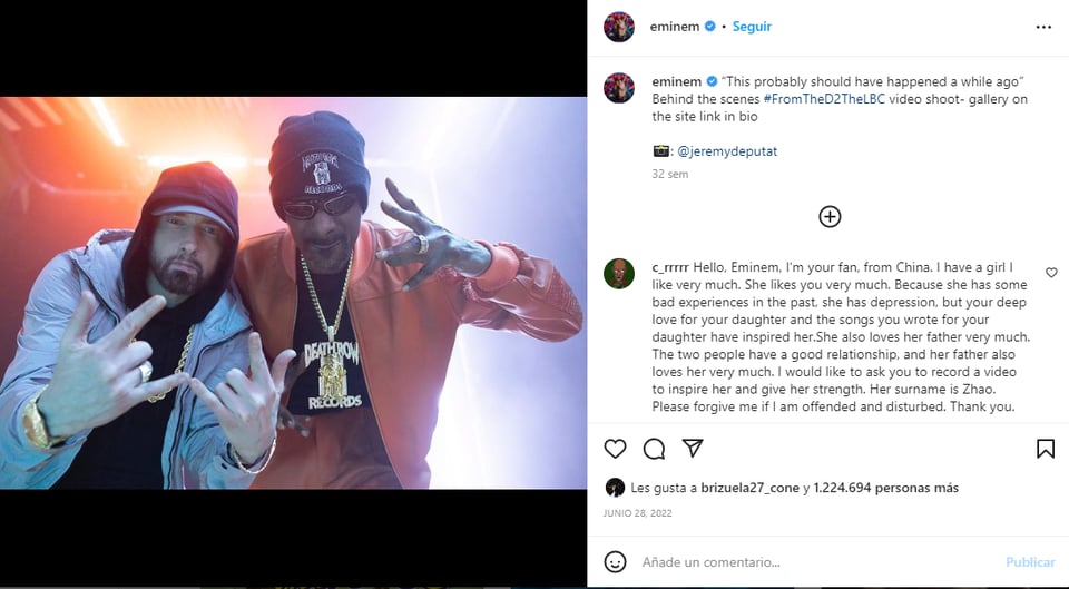 Hasta el momento Eminem no se ha pronunciado en redes para dar sus condolencias 