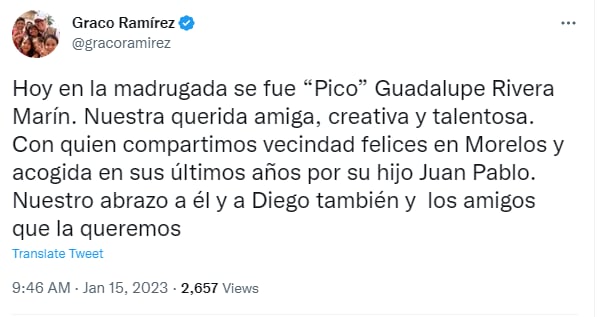 Members of art and politics in Mexico sent messages to honor her 