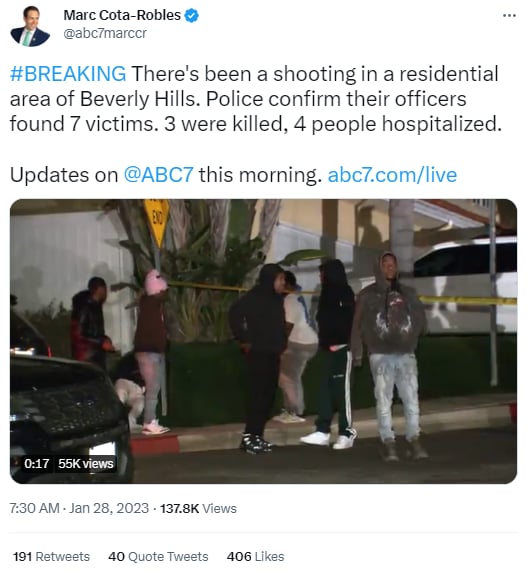 Reportan tiroteo en 'barrio de lujo' de Los Ángeles; deja tres muertos y varios heridos