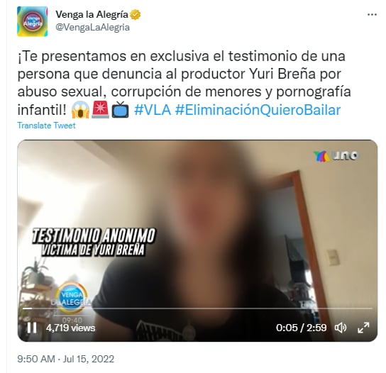 Señalan a Yuri Breña por supuesto abuso de menores