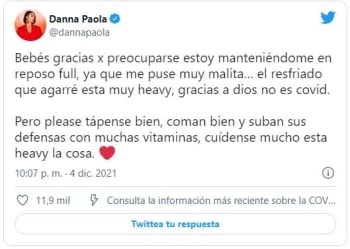 Through twitter, the Mexican singer also announced her health status