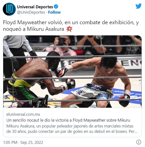 Floyd Mayweather vuelve noquea Mikuru Asakura